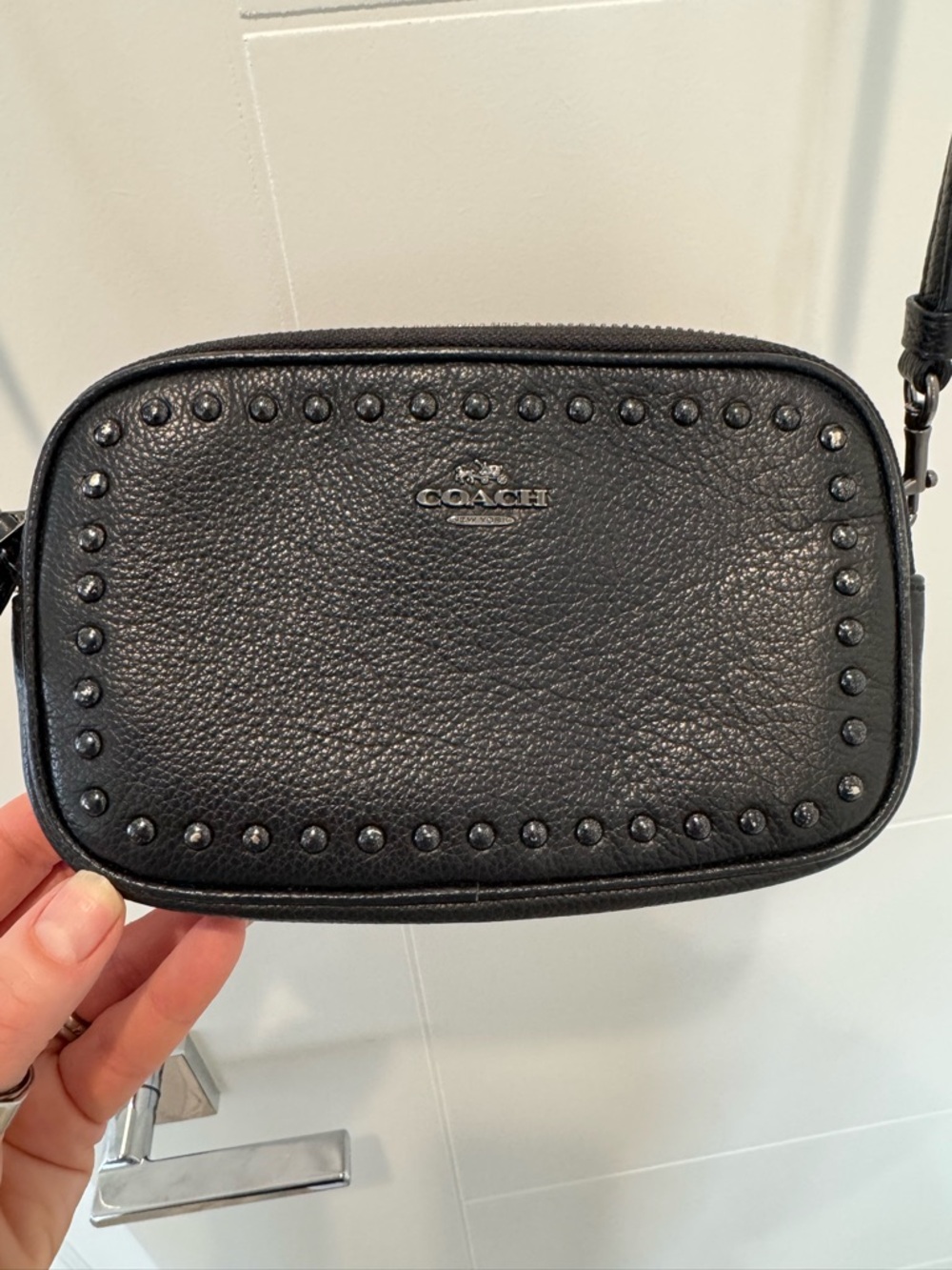 Coach Black Studded Crossbody Camera style Bag